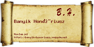 Banyik Honóriusz névjegykártya